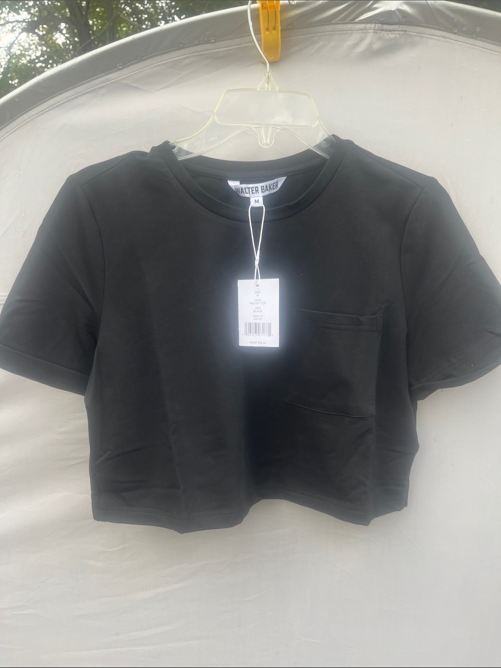 Walter Baker Black Cropped Pocket Tee Top